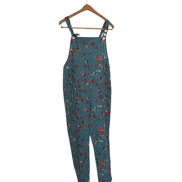 Teal Floral Women's Jumpsuit - Picture 1 of 5